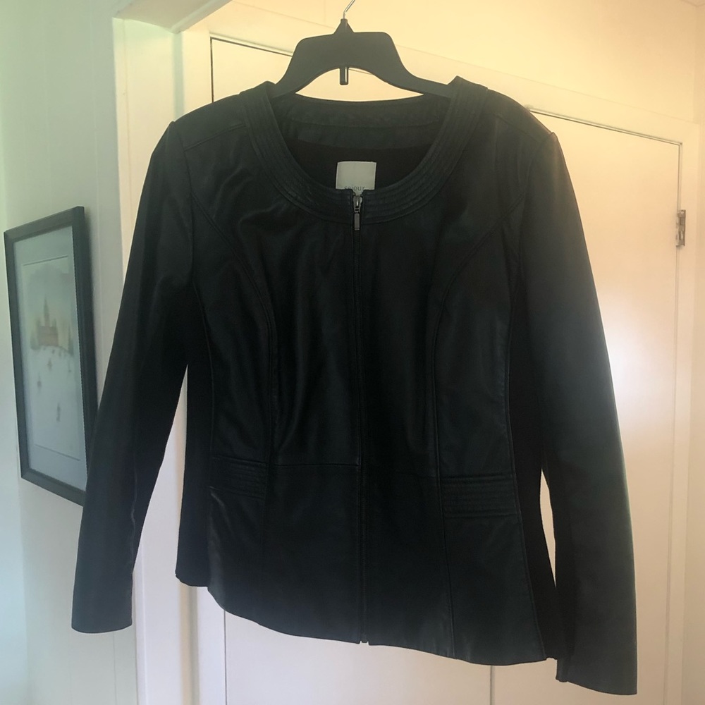 Sejour Black Leather Jacket 16W